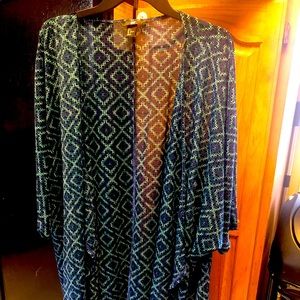 H&M L blue/green print short sleeve long jacket